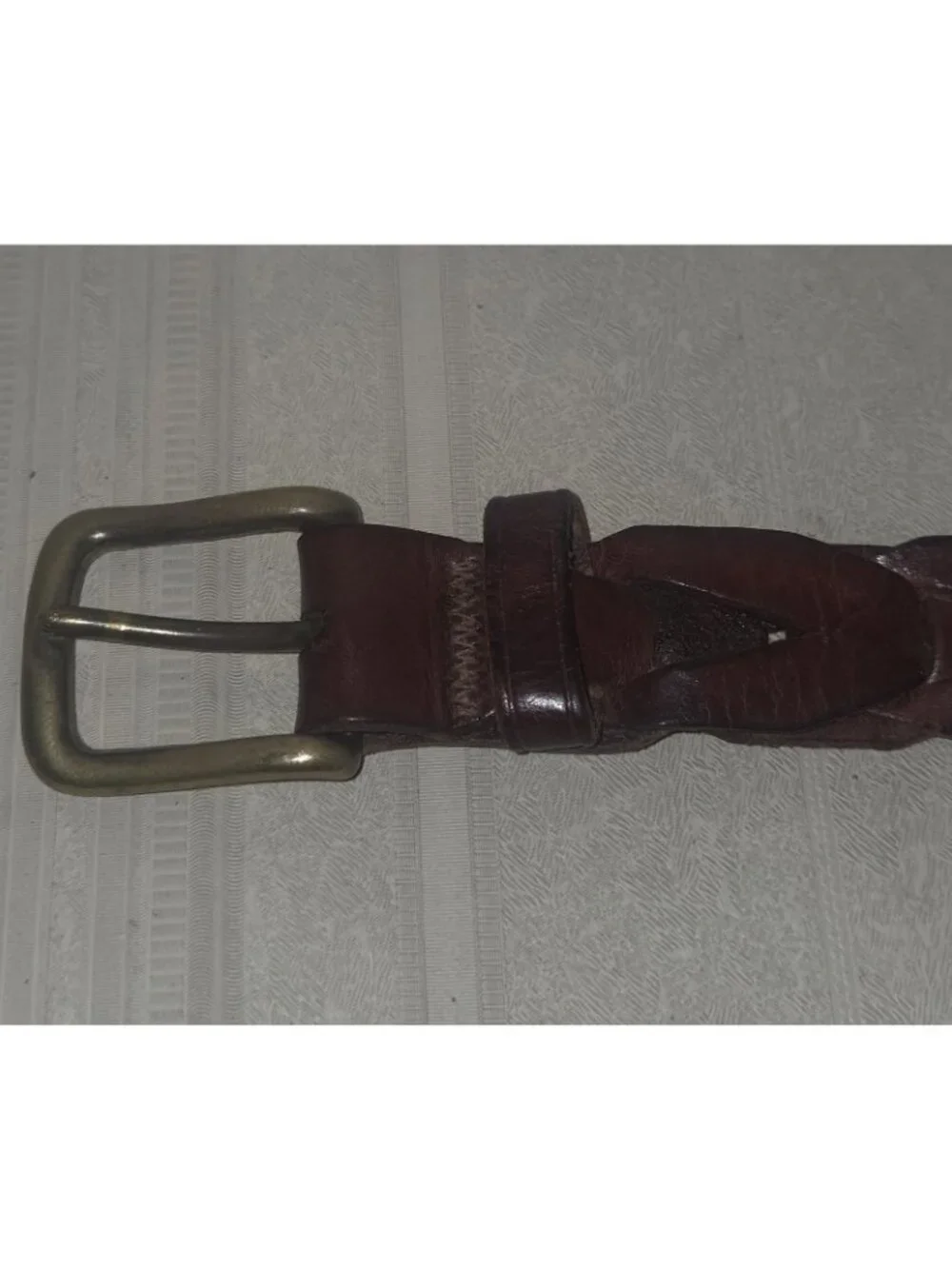 Vtg POLO Ralph Lauren Braided Brown Leather Belt England Brass Buckle Mens 36